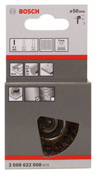 Bosch Fazékkefe, sárgaréz bevonatú - 50 mm, 0,2 mm Szár átmérő 6 mm 2 608 622 008 1 db 2. kép