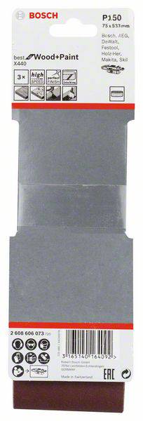 Bosch Accessories Schleifband 75x533mm K150 Pk=3 St Best for Wood&Paint 2608606073 Csiszolószalag Sz 2. kép