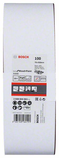 Bosch Accessories Schleifband 75x533mm K100 Pk=10 St Best for Wood&Paint 2608606083 Csiszolószalag S 2. kép