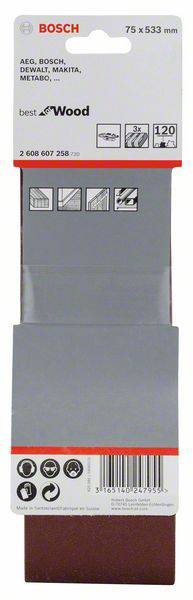 Bosch Accessories 2608607258 Csiszolószalag Szemcsézet (num) 120 (H x Sz) 533 mm x 75 mm 3 db 2. kép