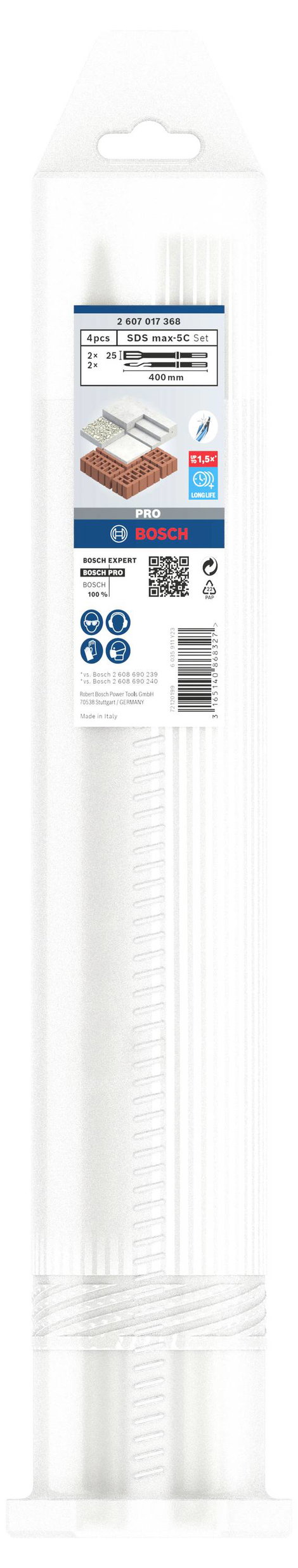 Bosch Accessories 2607017368 SDS-Max-Meißel-Set RTec 400mm 2x Flachmeißel, 2x Spitzmeißel Véső készl 3. kép