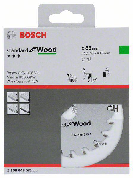 Bosch Accessories Optiline 2608643071 Körfűrészlap 85 x 15 x 0.7 mm Fogak száma (collonként): 20 1 d 2. kép