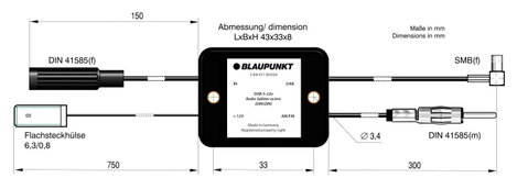 Blaupunkt Autó antenna adapter DIN 150 ohm, SMB dugó 2006017472609 2. kép