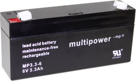multipower PB-6-3,3-4,8 Ólomakku 6 V 3.3 Ah Ólom-vlies (AGM) (Sz x Ma x Mé) 134 x 65 x 34 mm 4,8 mm-