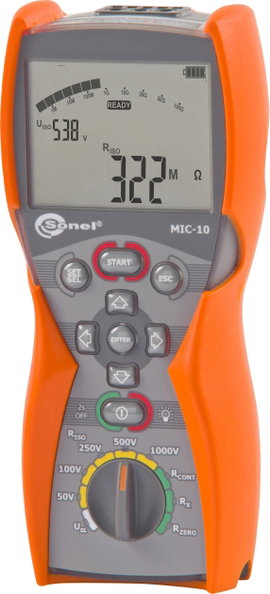 Sonel MIC-10 Szigetelésmérő műszer Kalibrált (ISO) 50 V, 100 V, 250 V, 500 V, 1000 V 10 GΩ
