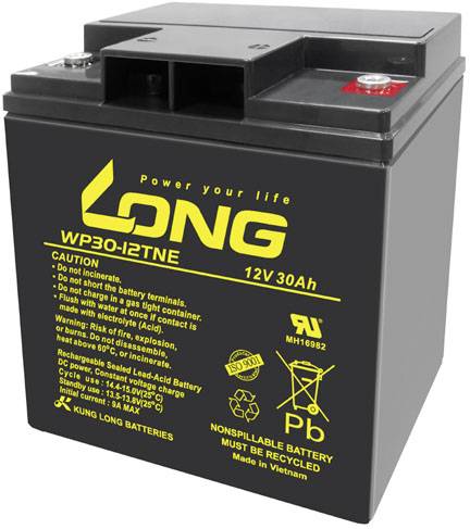 Long WP30-12TNE Ólomakku 12 V 30 Ah Ólom-vlies (AGM) (Sz x Ma x Mé) 166 x 176 x 125 mm M6 csavaros c