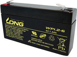 Long WP1.2-6 Ólomakku 6 V 1.2 Ah Ólom-vlies (AGM) (Sz x Ma x Mé) 97 x 57 x 25 mm 4,8 mm-es laposérin