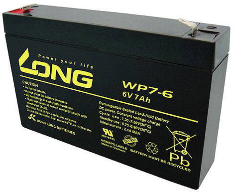 Long WP7-6 Ólomakku 6 V 7 Ah Ólom-vlies (AGM) (Sz x Ma x Mé) 151 x 100 x 34 mm 4,8 mm-es laposérintk