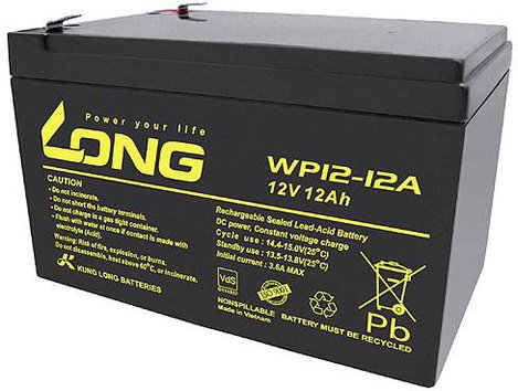 Long WP12-12A/F2 Ólomakku 12 V 12 Ah Ólom-vlies (AGM) (Sz x Ma x Mé) 151 x 98 x 98 mm 6,35 mm-es lap