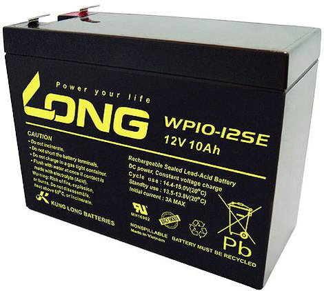 Long WP10-12SE Ólomakku 12 V 10 Ah Ólom-vlies (AGM) (Sz x Ma x Mé) 151 x 118 x 65 mm 6,35 mm-es lapo
