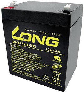 Long WP5-12E Ólomakku 12 V 5 Ah Ólom-vlies (AGM) (Sz x Ma x Mé) 90 x 107 x 70 mm 6,35 mm-es laposéri