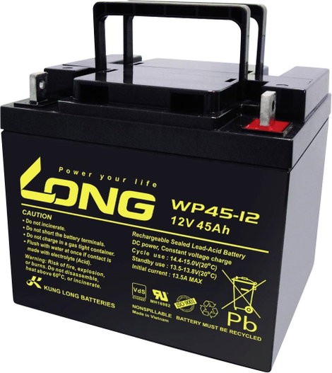 Long WP45-12 Ólomakku 12 V 45 Ah Ólom-vlies (AGM) (Sz x Ma x Mé) 199 x 171 x 166 mm M6 csavaros csat