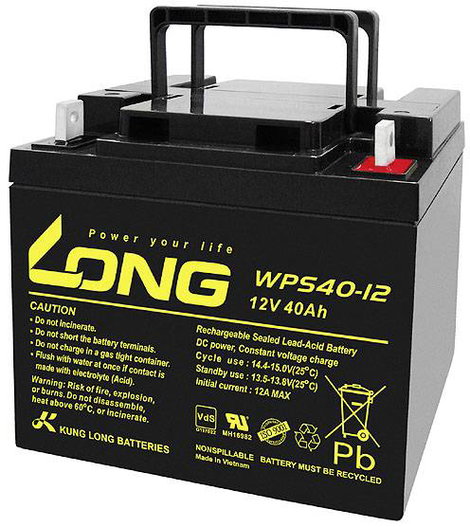 Long WPS40-12 Ólomakku 12 V 40 Ah Ólom-vlies (AGM) (Sz x Ma x Mé) 199 x 171 x 166 mm M6 csavaros csa