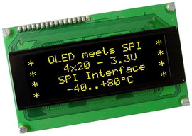 DISPLAY VISIONS OLED kijelző Sárga-zöld 5.55 mm 3.3 V Számjegyek: 4 EAW204-XLG
