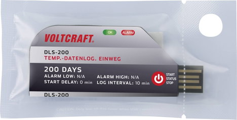Hőmérséklet adatgyűjtő -30...+70 °C, 115200 mérés, PDF funkció, eldobható, Voltcraft DLS-200 4. kép