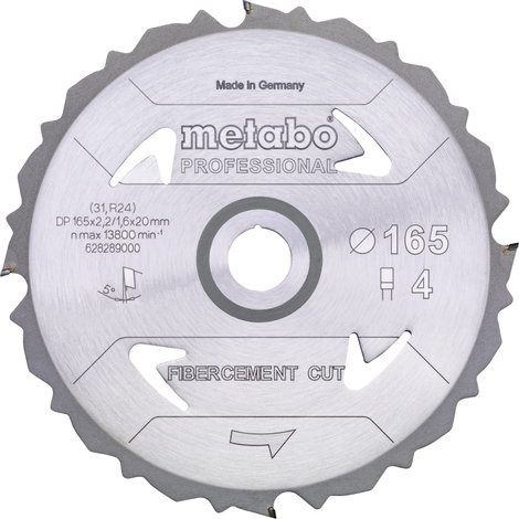 Metabo FIBERCEMENT CUT PROFESSIONAL 628287000 Körfűrészlap 160 x 20 x 1.6 mm Fogak száma (collonként