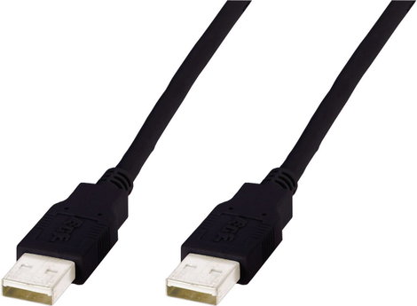USB kábel, 1x USB 2.0 dugó A - 1x USB 2.0 dugó A, 3 m, fekete, Digitus AK-300100-030-S