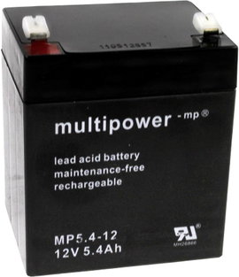 multipower PB-12-5,4-4,8 Ólomakku 12 V 5.4 Ah Ólom-vlies (AGM) (Sz x Ma x Mé) 90 x 107 x 70 mm 4,8 m