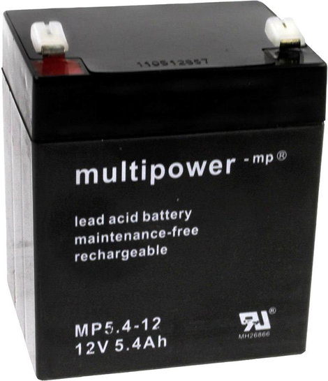 multipower PB-12-5,4-4,8 Ólomakku 12 V 5.4 Ah Ólom-vlies (AGM) (Sz x Ma x Mé) 90 x 107 x 70 mm 4,8 m