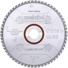 Metabo LAMINATE CUT PROFESSIONAL 628442000 Körfűrészlap 216 x 30 x 1.8 mm Fogak száma (collonként): 