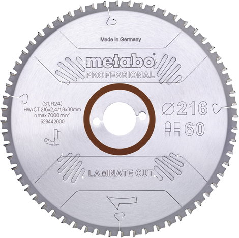 Metabo LAMINATE CUT PROFESSIONAL 628442000 Körfűrészlap 216 x 30 x 1.8 mm Fogak száma (collonként):