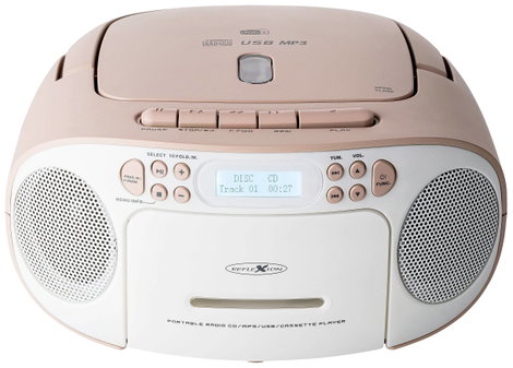 Reflexion CD-s rádió DAB+, DAB, URH AUX, CD, Kazetta, USB Fehér, Rózsaszín 3. kép