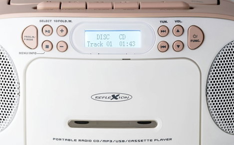 Reflexion CD-s rádió DAB+, DAB, URH AUX, CD, Kazetta, USB Fehér, Rózsaszín 8. kép