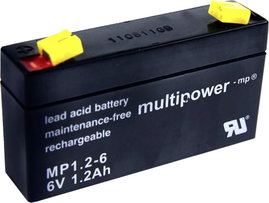 multipower PB-6-1,2-4,8 Ólomakku 6 V 1.2 Ah Ólom-vlies (AGM) (Sz x Ma x Mé) 97 x 57 x 25 mm 4,8 mm-e