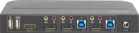 Digitus DS-12850 2+2 port KVM átkapcsoló Display-Port, HDMI Távirányító, Billentyűzet 4096 x 2160 Pi 5. kép