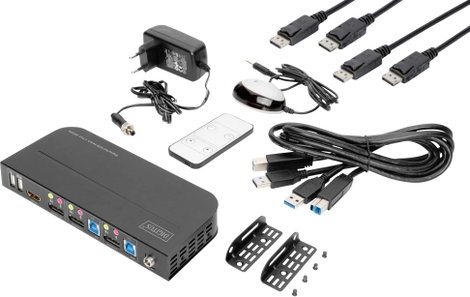 Digitus DS-12850 2+2 port KVM átkapcsoló Display-Port, HDMI Távirányító, Billentyűzet 4096 x 2160 Pi 6. kép