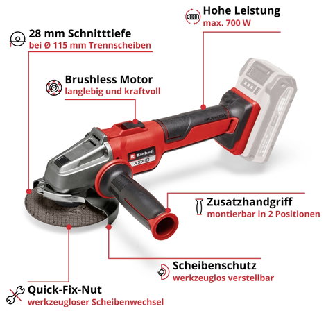 Einhell AXXIO 18/115 Q 4431150 Akkus sarokcsiszoló 115 mm akku nélkül 3. kép