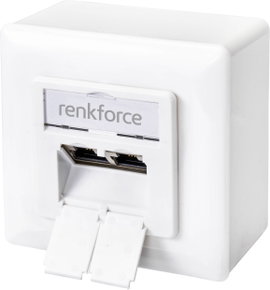 Renkforce RF-4697900 Hálózati csatlakozódoboz Falra szerelhető CAT 6 2 port Tiszta fehér