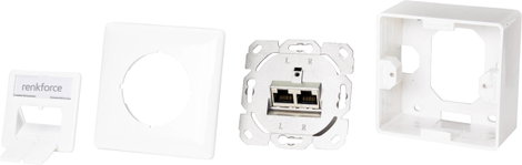 Renkforce RF-4697900 Hálózati csatlakozódoboz Falra szerelhető CAT 6 2 port Tiszta fehér 3. kép