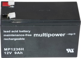 multipower PB-12-9-6,35 Ólomakku 12 V 9 Ah Ólom-vlies (AGM) (Sz x Ma x Mé) 151 x 102 x 65 mm 6,35 mm