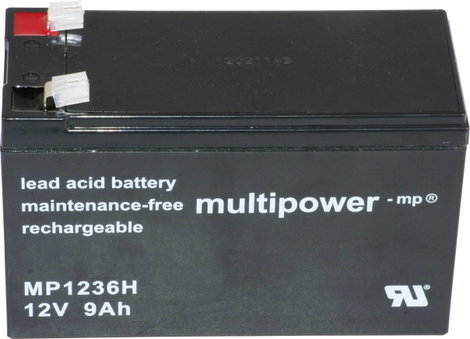 multipower PB-12-9-6,35 Ólomakku 12 V 9 Ah Ólom-vlies (AGM) (Sz x Ma x Mé) 151 x 102 x 65 mm 6,35 mm