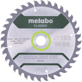 Metabo CORDLESS CUT WOOD CLASSIC 628279000 Körfűrészlap 165 x 20 x 1 mm Fogak száma (collonként): 36