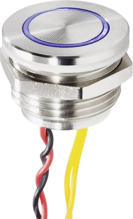 Piezo nyomógombos csengőgomb, nemesacél,/kék, 24V/0,3 A, Renkforce RF-4707818