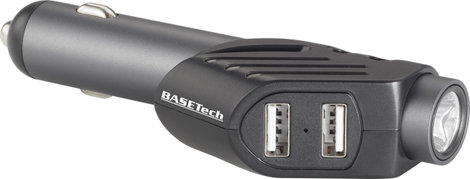 Vészkalapács, biztonsági öv vágó, LED-es lámpa, USB töltő, Basetech BT-2357759 BT99 2. kép