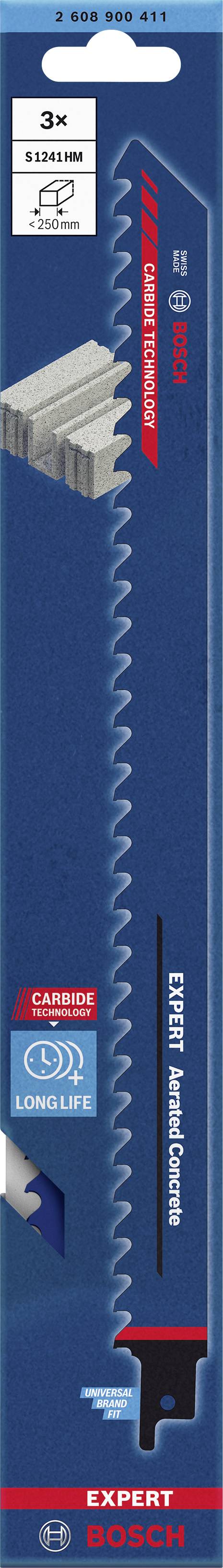 Bosch Accessories 2608900411 EXPERT Gázbeton S 1241 HM dugattyús fűrészlap, 3 db Fűrészlap hossz 300 2. kép