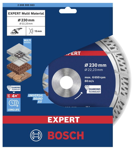 Bosch Accessories 2608900663 EXPERT MultiMaterial Gyémánt bevonatú vágótárcsa Ø 230 mm Furat átmérő 3. kép