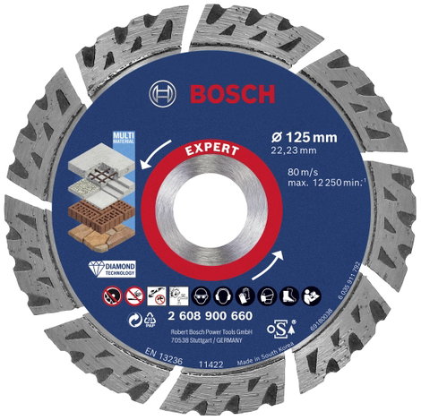 Bosch Accessories 2608900660 EXPERT MultiMaterial Gyémánt bevonatú vágótárcsa Ø 125 mm Furat átmérő