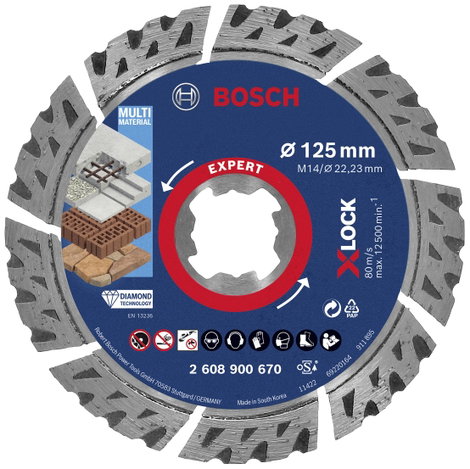 Bosch Accessories 2608900670 EXPERT MultiMaterial X-LOCK Gyémánt bevonatú vágótárcsa Ø 125 mm Furat