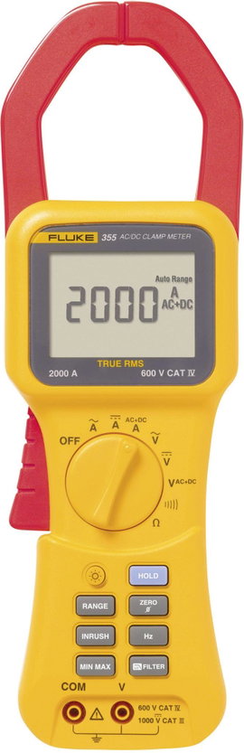 AC/DC árammérő True RMS (valódi effektív érték mérő) lakatfogó multiméter 1400-2000A AC/DC Fluke 355