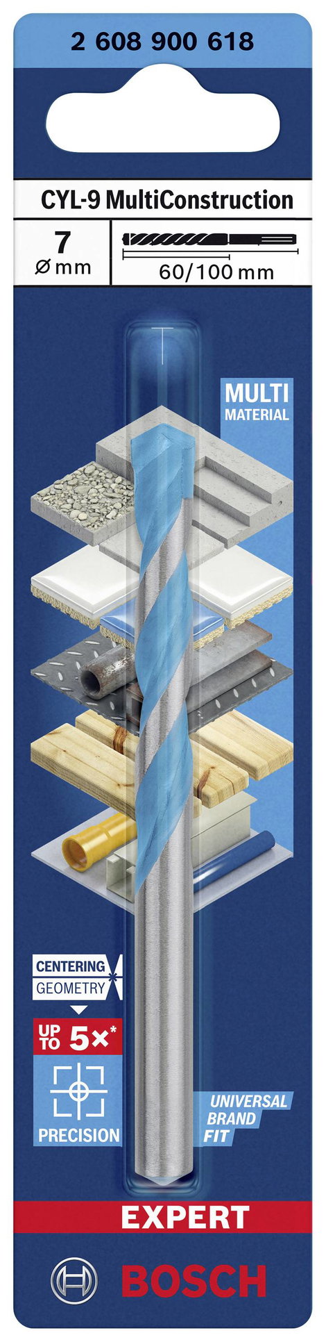 Bosch Accessories EXPERT CYL-9 MultiConstruction 2608900618 Többcélú fúró 1 db 7 mm Teljes hossz 100 2. kép
