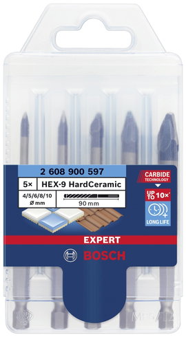 Bosch Accessories EXPERT HEX-9 HardCeramic 2608900597 Csempefúró készlet 5 részes 4 mm, 5 mm, 6 mm, 