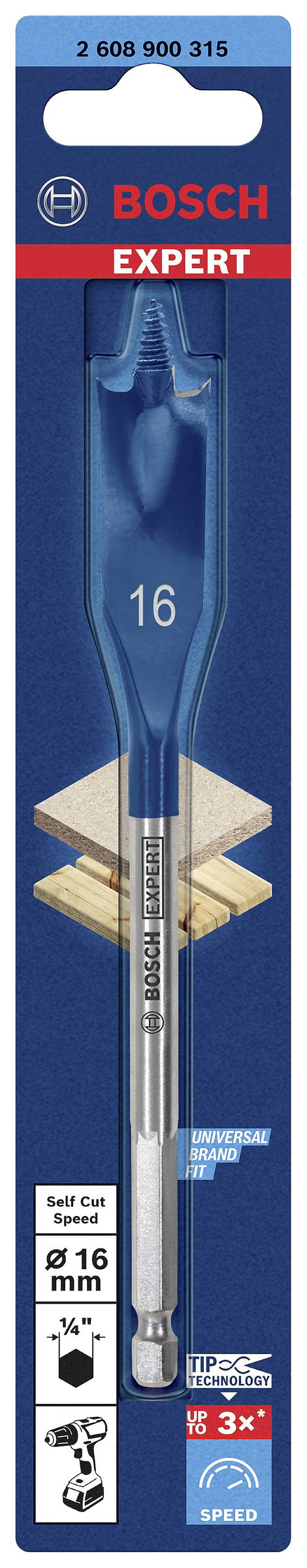 Bosch Accessories 2608900315 Fa maró fúró 16 mm Teljes hossz 152 mm Hatlap szár 1 db 2. kép