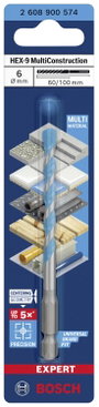 Bosch Accessories EXPERT HEX-9 2608900574 Többcélú fúró 1 db 6 mm Teljes hossz 100 mm Hatlap szár 1 2. bélyegkép