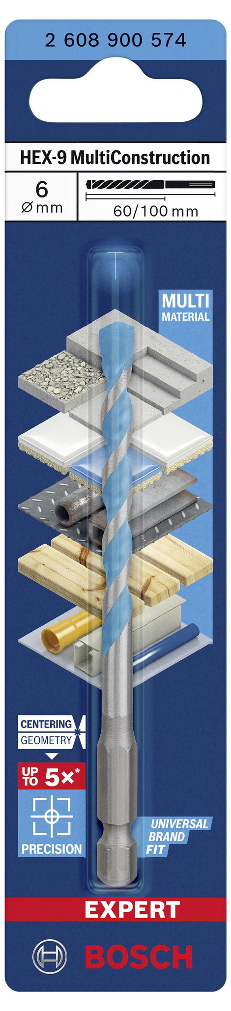 Bosch Accessories EXPERT HEX-9 2608900574 Többcélú fúró 1 db 6 mm Teljes hossz 100 mm Hatlap szár 1 3. kép