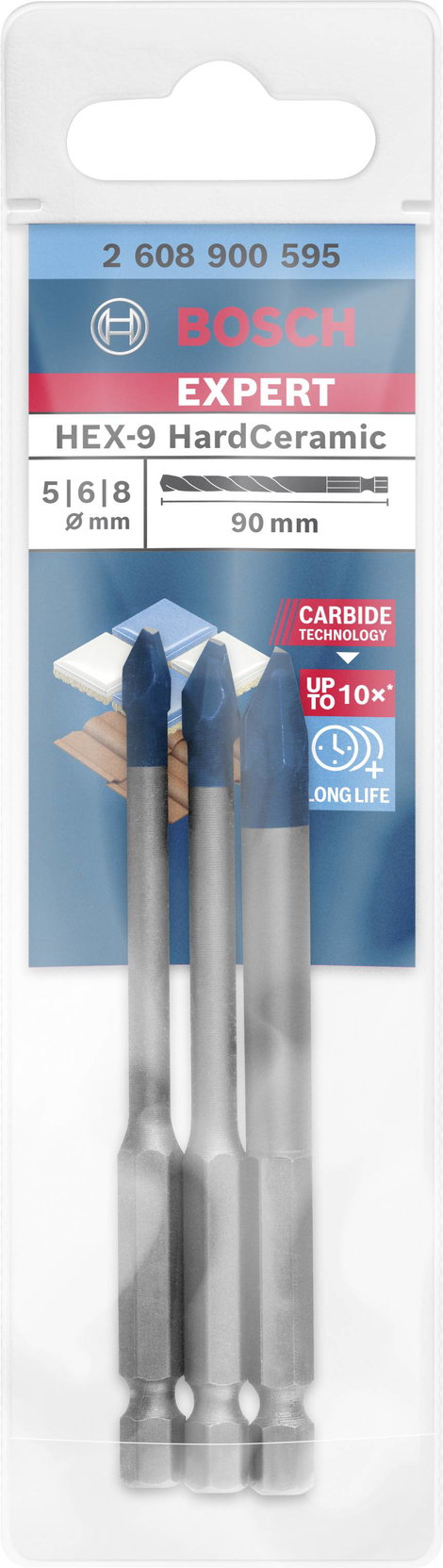 Bosch Accessories EXPERT HardCeramic HEX-9 2608900595 Csempefúró készlet 3 részes 5 mm, 6 mm, 8 mm 3 2. kép