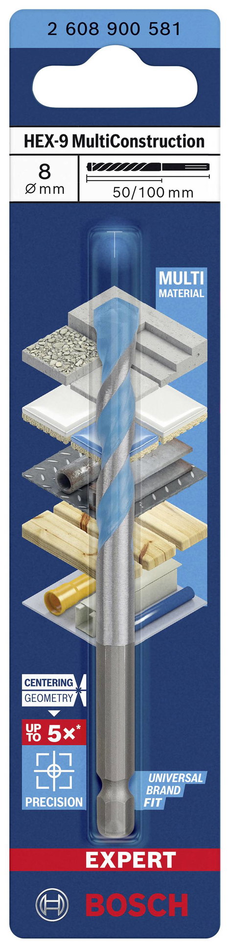 Bosch Accessories EXPERT HEX-9 2608900581 Többcélú fúró 1 db 8 mm Teljes hossz 100 mm Hatlap szár 1 2. kép